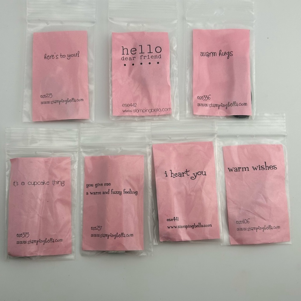 Lot of 7 Sentiments Rubber Stamps by Stamping Bella